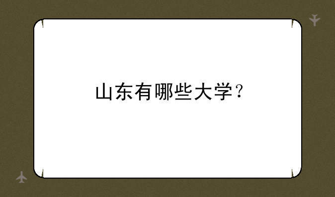 山东有哪些大学？