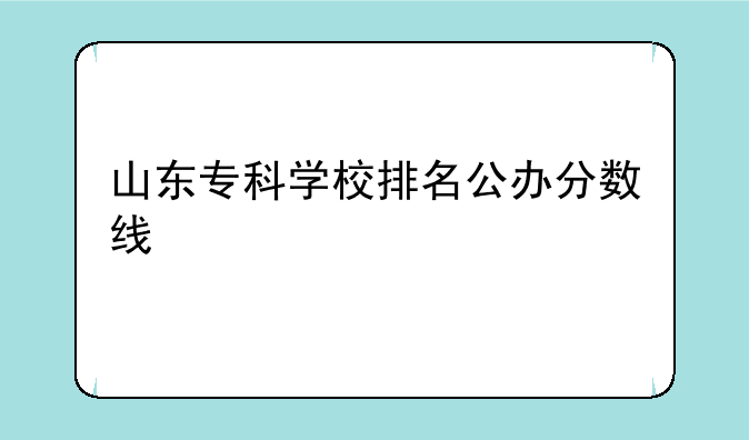 山东专科学校排名公办分数线