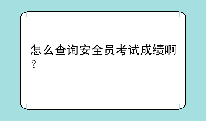 怎么查询安全员考试成绩啊？