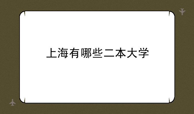 上海有哪些二本大学