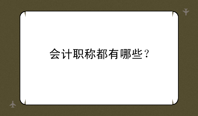 会计职称都有哪些？
