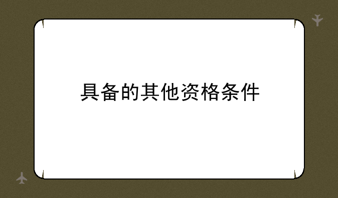 具备的其他资格条件
