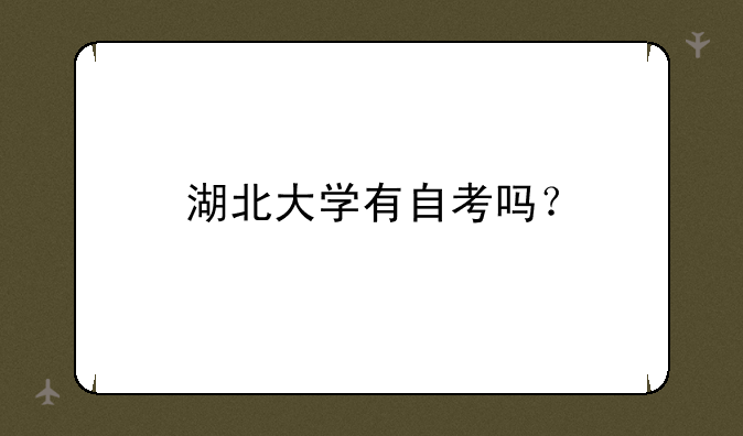 湖北大学有自考吗？