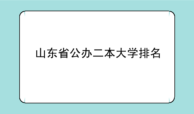 山东省公办二本大学排名