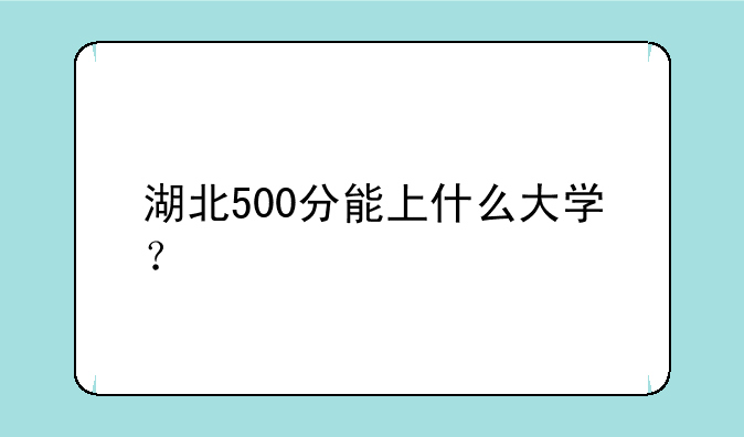 湖北500分能上什么大学？