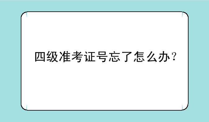 四级准考证号忘了怎么办？