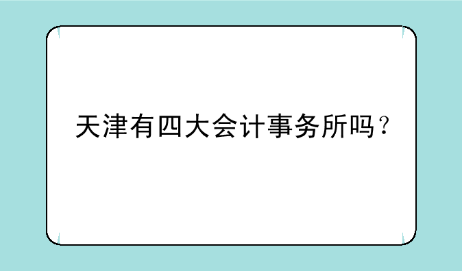 天津有四大会计事务所吗？