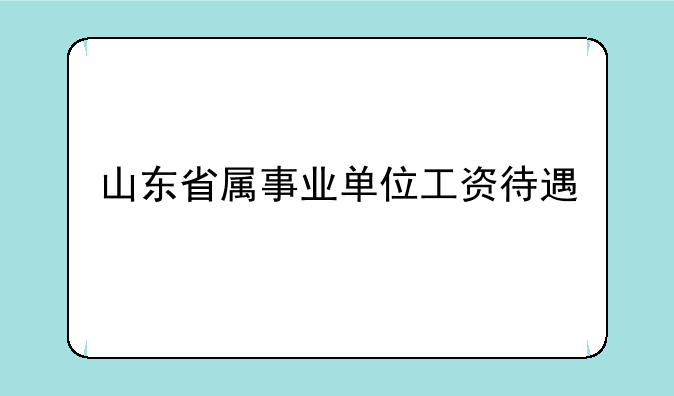山东省属事业单位工资待遇