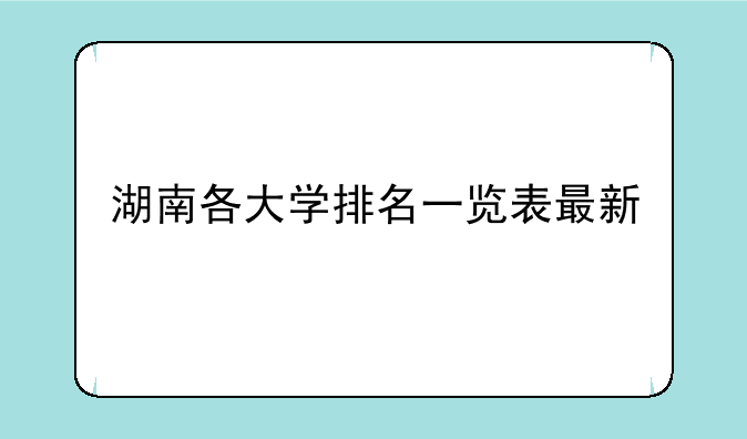 湖南各大学排名一览表最新