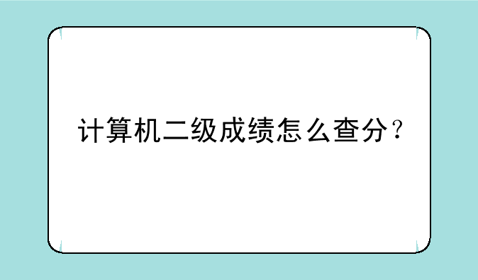 计算机二级成绩怎么查分？