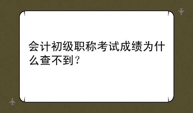 会计初级职称考试成绩为什么查不到？