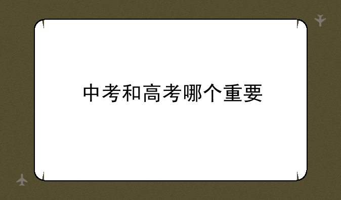 中考和高考哪个重要