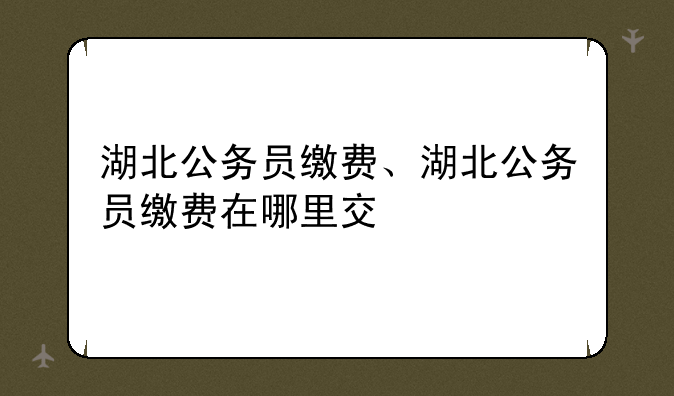 湖北公务员缴费、湖北公务员缴费在哪里交