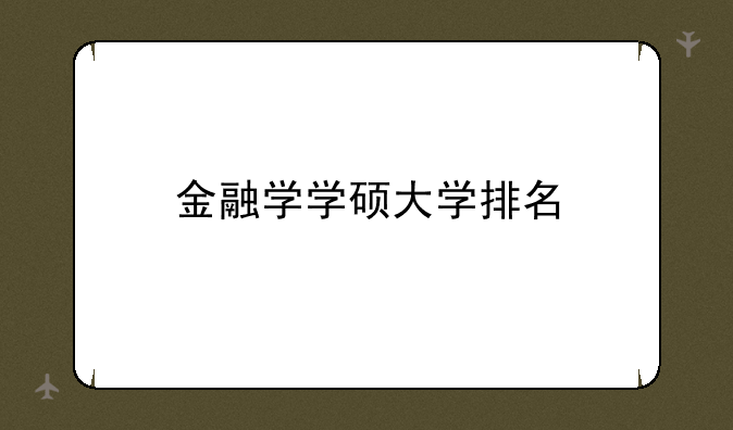 金融学学硕大学排名